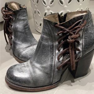 Freebird booties, in distressed leather